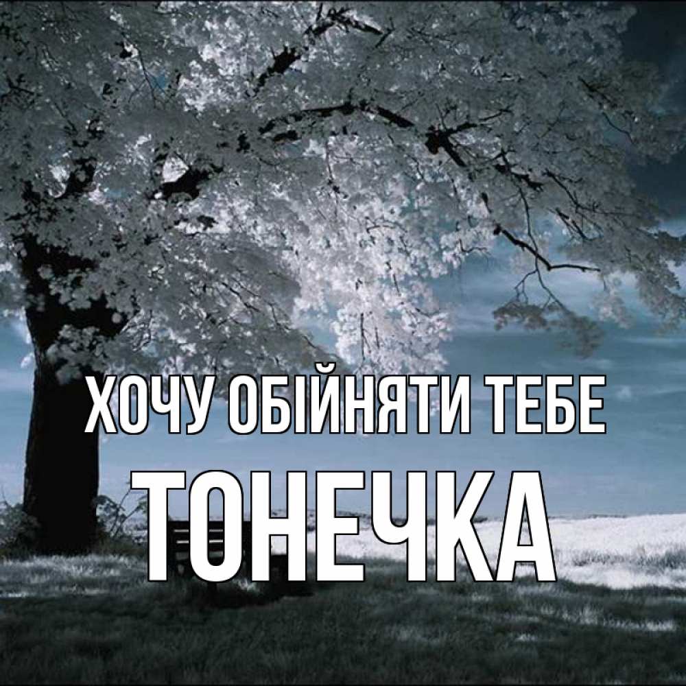 Открытка на каждый день з підписом, Тонечка Хочу обійняти тебе дерево Прикольна листівка з побажанням онлайн скачати безкоштовно 