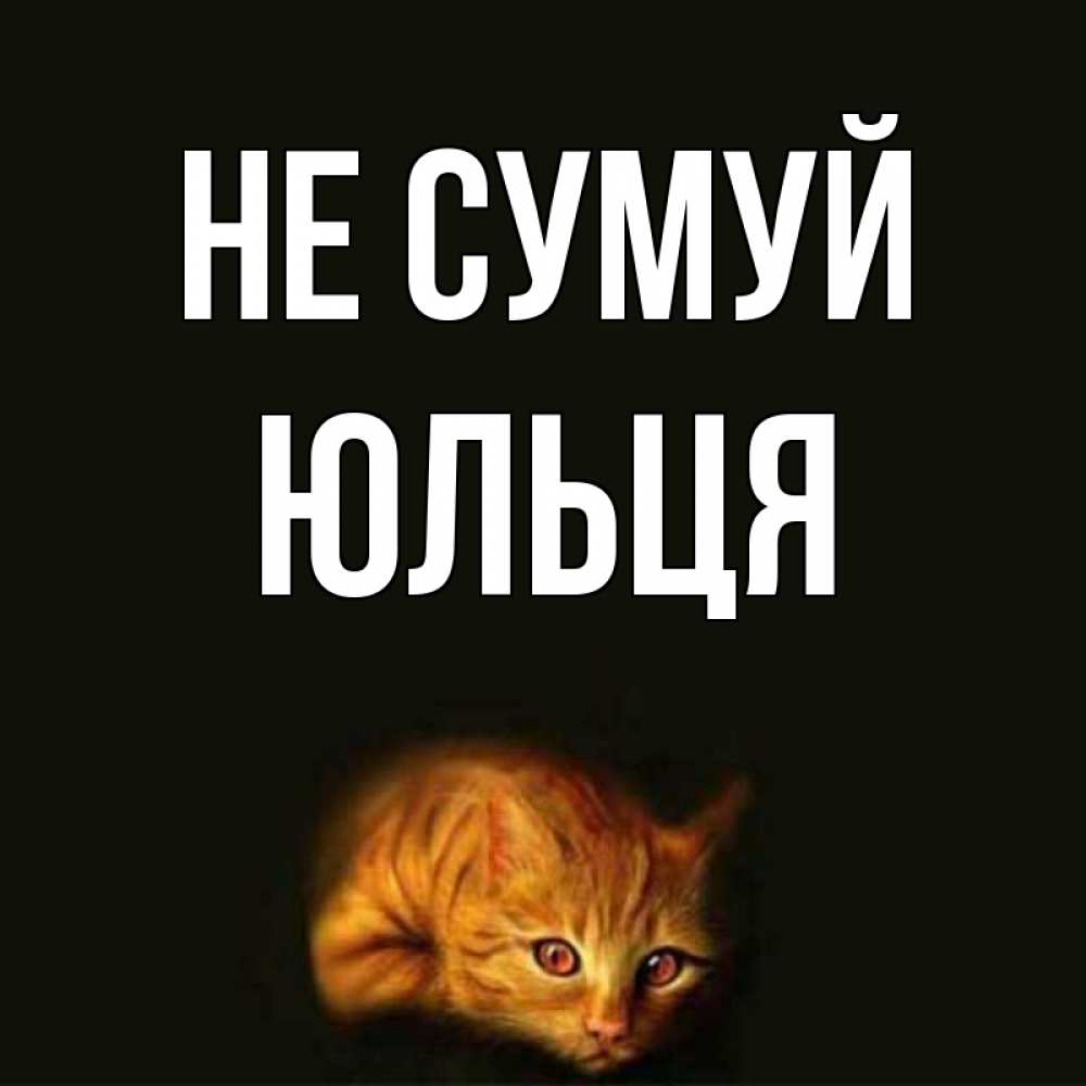 Открытка на каждый день з підписом, Юльця Не сумуй лежащий кот в темноте Прикольна листівка з побажанням онлайн скачати безкоштовно 