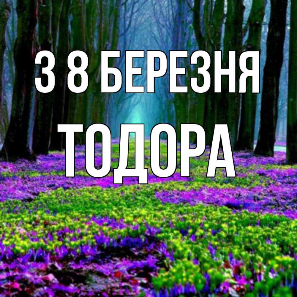 Открытка на каждый день з підписом, Тодора З 8 БЕРЕЗНЯ фиолетовые цветы в лесу 1 Прикольна листівка з побажанням онлайн скачати безкоштовно 