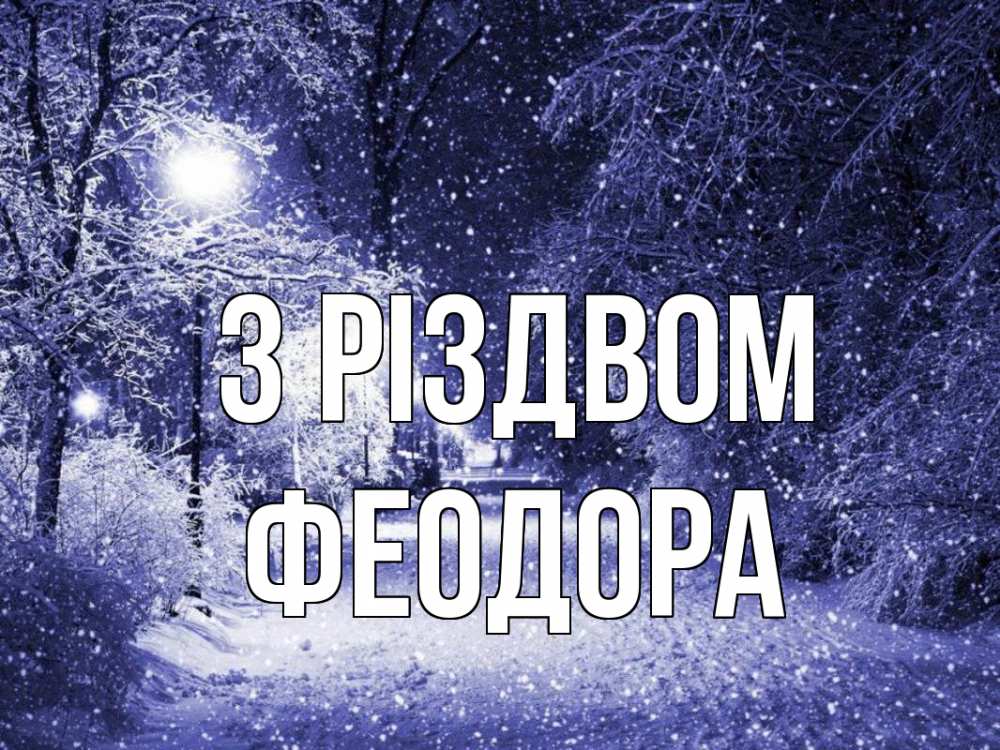 Открытка на каждый день з підписом, Феодора З Різдвом зима, снег, фонарь Прикольна листівка з побажанням онлайн скачати безкоштовно 
