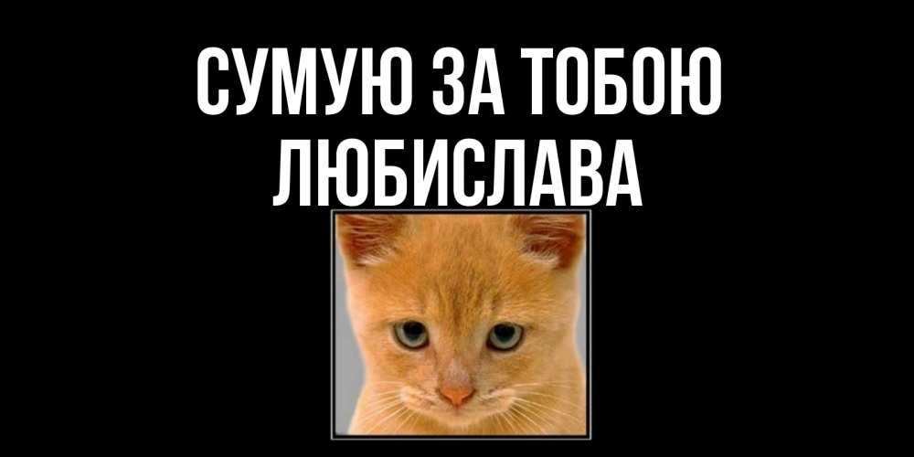 Открытка на каждый день з підписом, Любислава Сумую за тобою открытки рыжий котенок скучает по тебе Прикольна листівка з побажанням онлайн скачати безкоштовно 