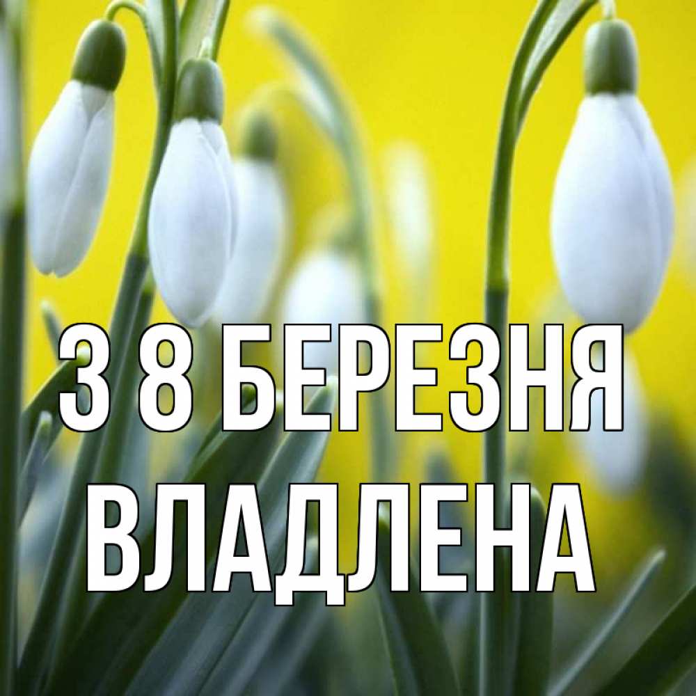 Открытка на каждый день з підписом, Владлена З 8 БЕРЕЗНЯ весенние цветы Прикольна листівка з побажанням онлайн скачати безкоштовно 