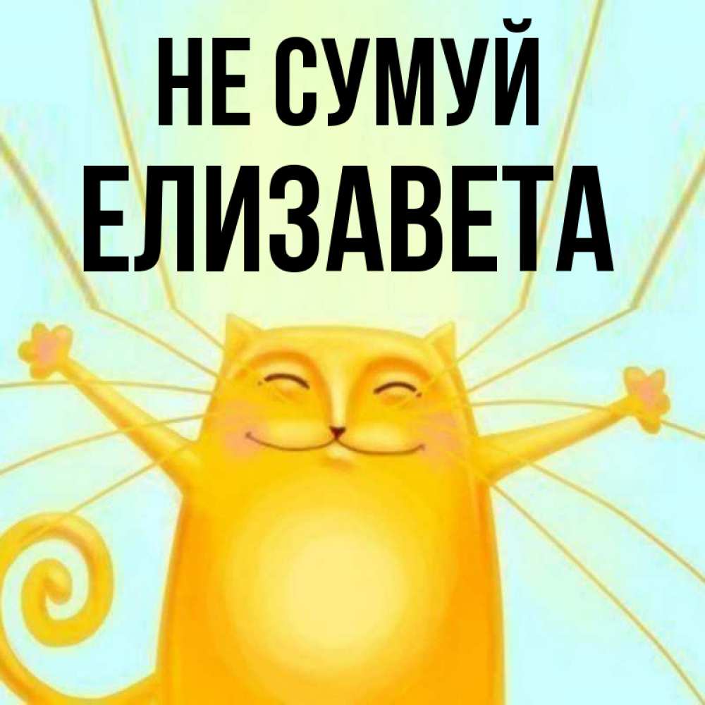 Открытка на каждый день з підписом, Елизавета Не сумуй обнимашки усатые Прикольна листівка з побажанням онлайн скачати безкоштовно 