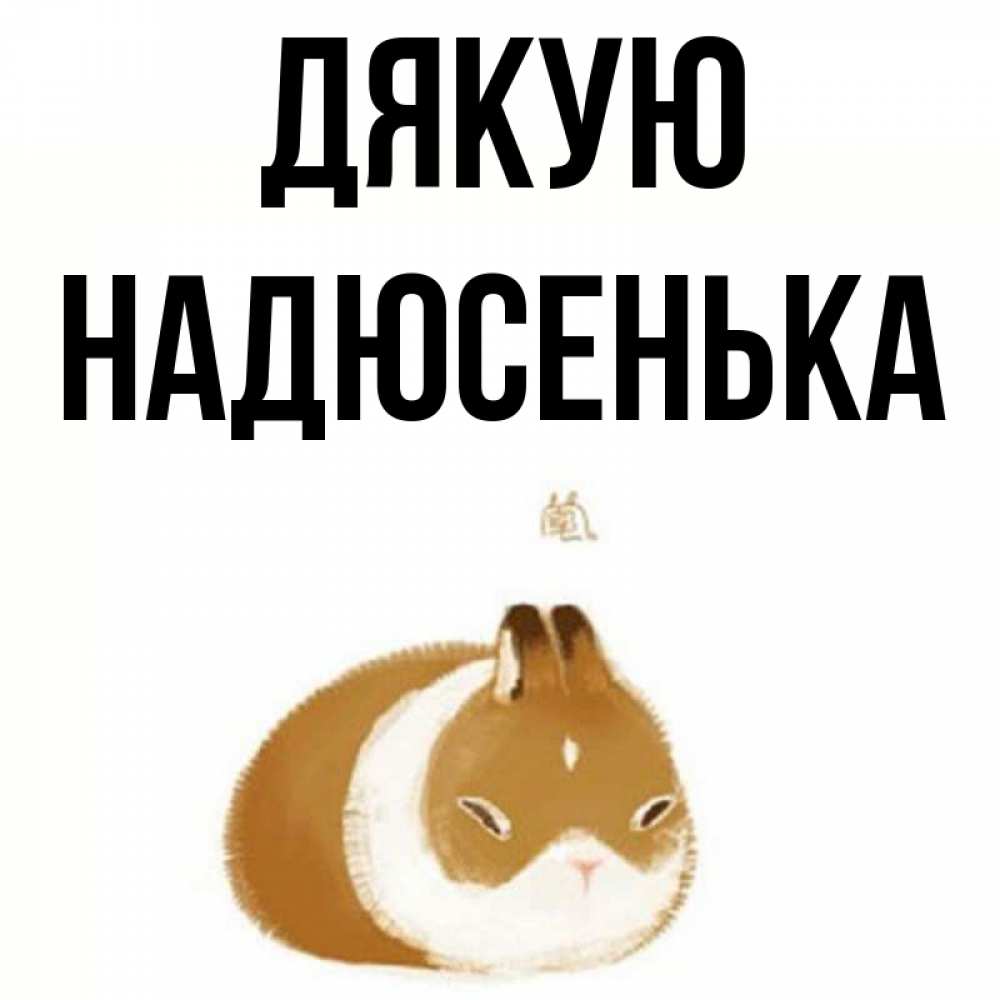 Открытка на каждый день з підписом, Надюсенька Дякую коричнево белый домашний питомец Прикольна листівка з побажанням онлайн скачати безкоштовно 