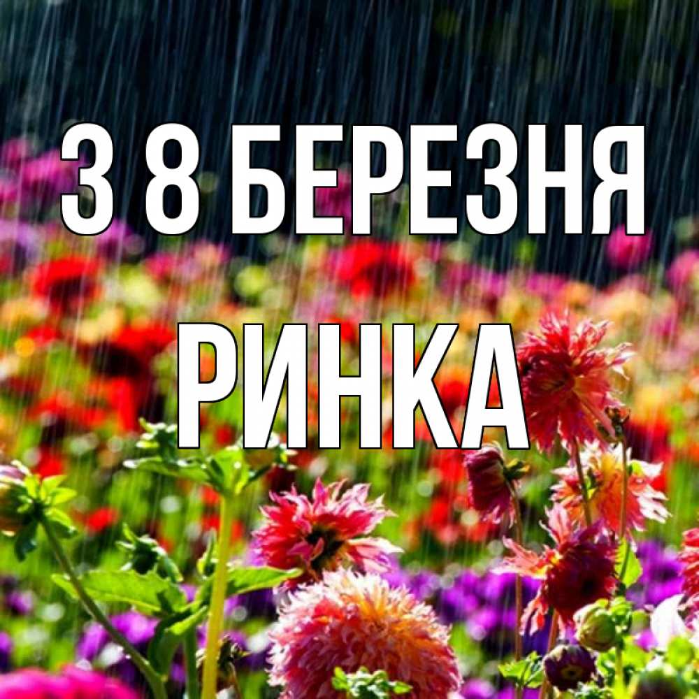 Открытка на каждый день з підписом, Ринка З 8 БЕРЕЗНЯ цветы под дождиком к международному женскому дню Прикольна листівка з побажанням онлайн скачати безкоштовно 
