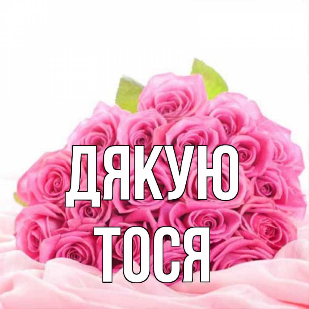Открытка на каждый день з підписом, Тося Дякую розовые розы с подписью Прикольна листівка з побажанням онлайн скачати безкоштовно 