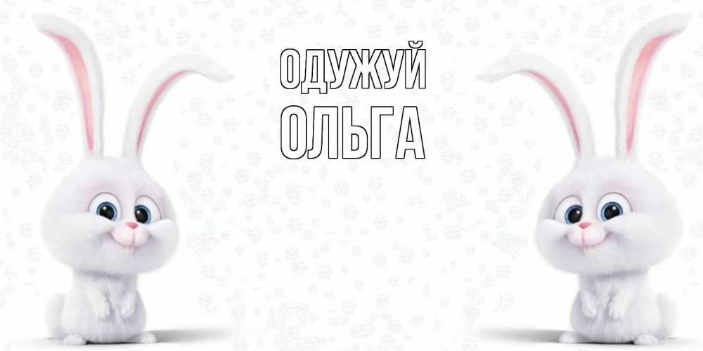 Открытка на каждый день з підписом, Ольга Одужуй не болей с зайцем Прикольна листівка з побажанням онлайн скачати безкоштовно 