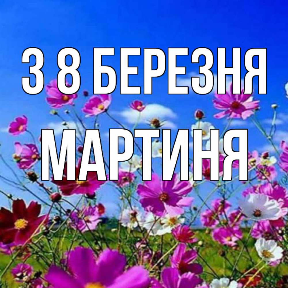 Открытка на каждый день з підписом, Мартиня З 8 БЕРЕЗНЯ цветы Прикольна листівка з побажанням онлайн скачати безкоштовно 