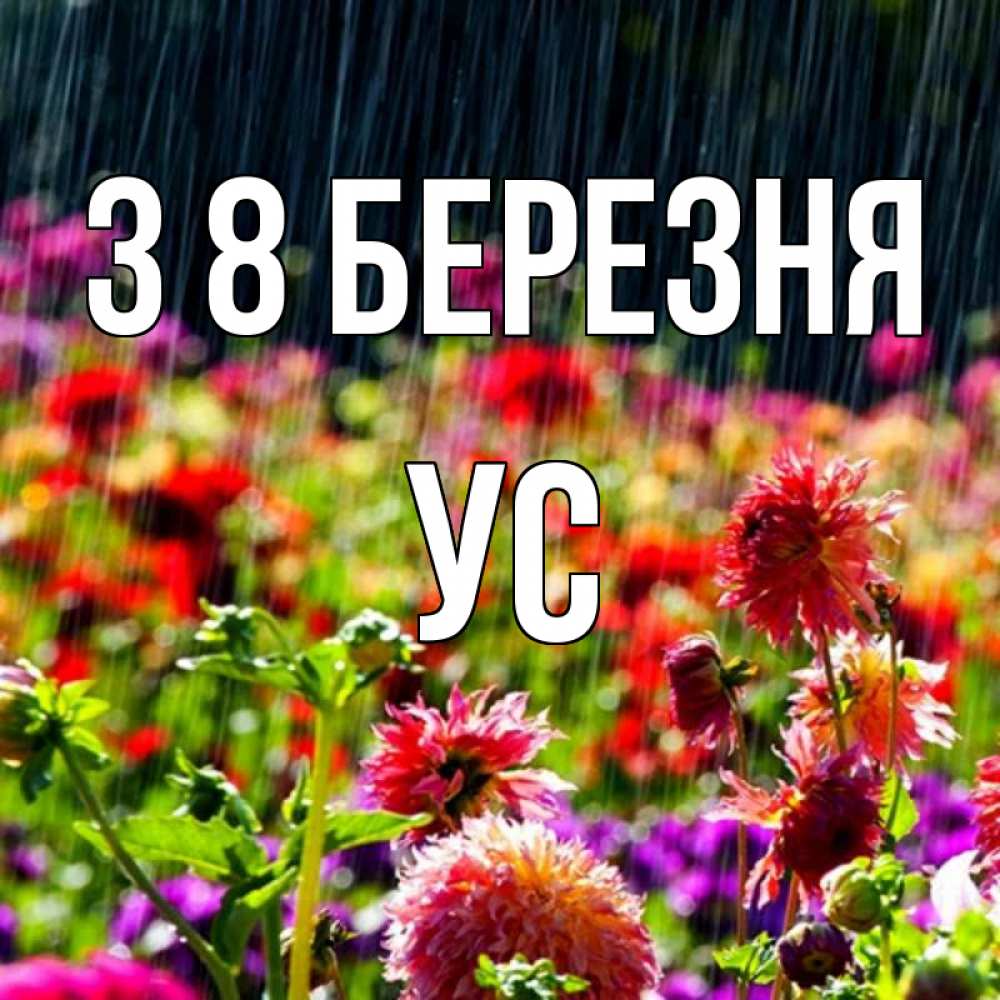 Открытка на каждый день з підписом, Ус З 8 БЕРЕЗНЯ цветы под дождиком к международному женскому дню Прикольна листівка з побажанням онлайн скачати безкоштовно 