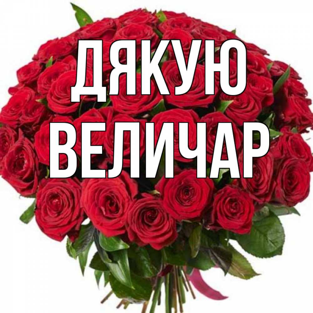 Открытка на каждый день з підписом, Величар Дякую букет красных роз Прикольна листівка з побажанням онлайн скачати безкоштовно 