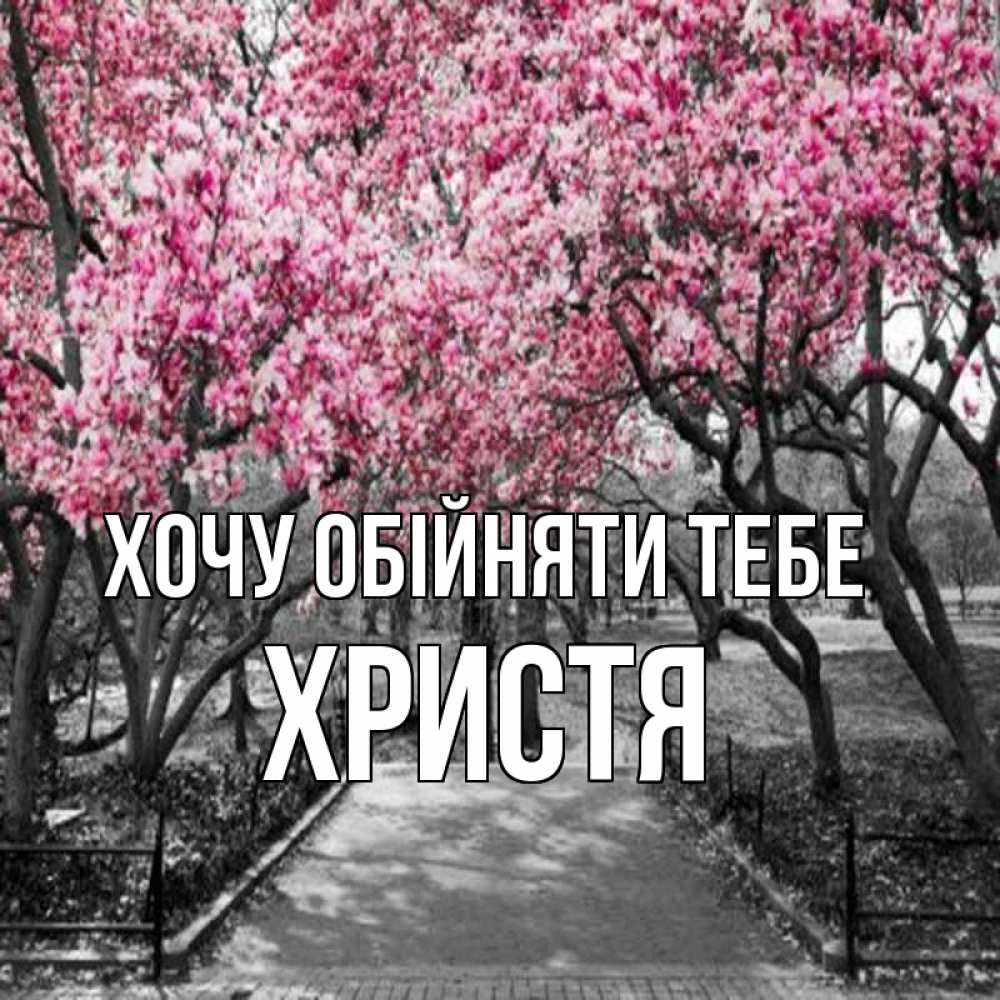 Открытка на каждый день з підписом, Христя Хочу обійняти тебе обработанное фото Прикольна листівка з побажанням онлайн скачати безкоштовно 