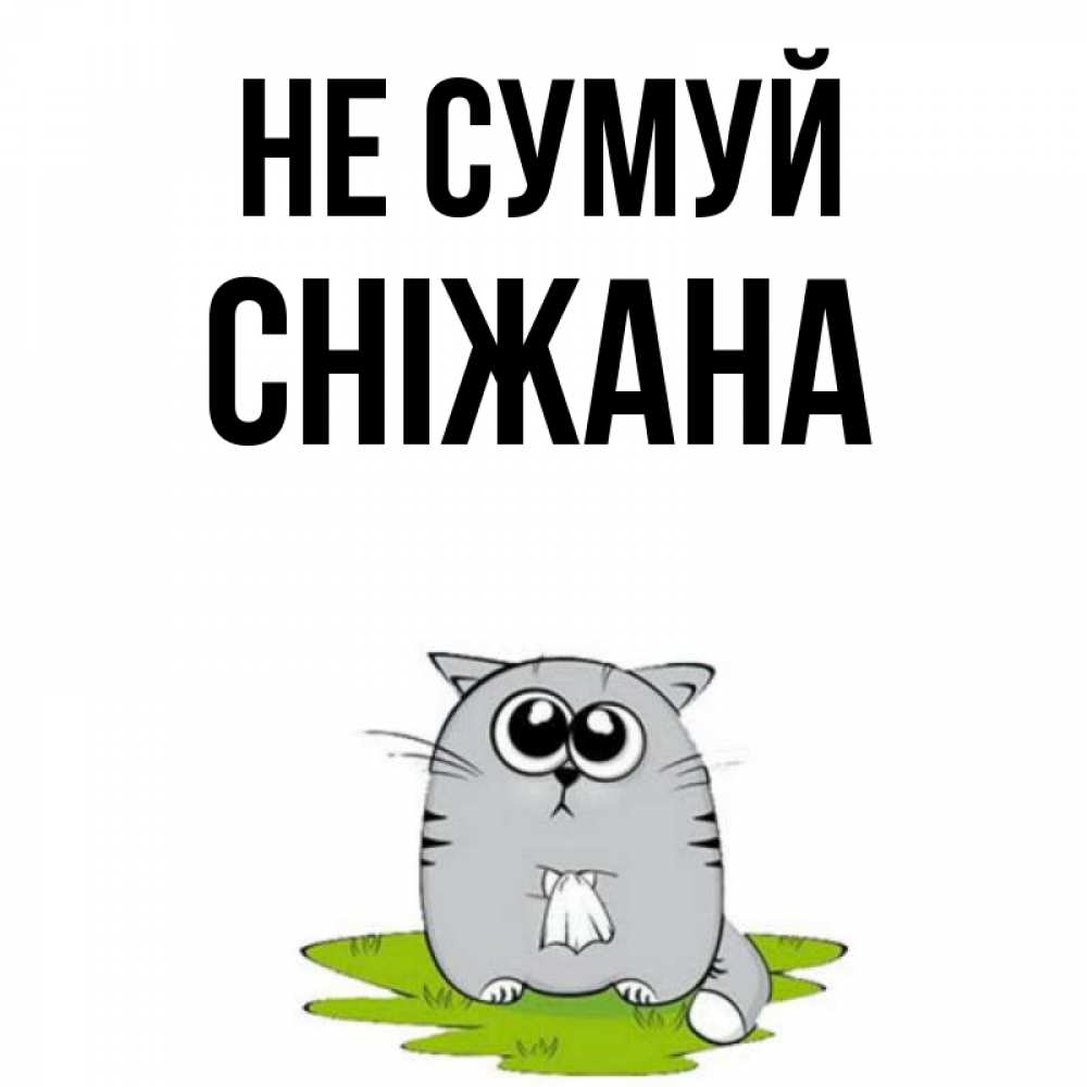 Открытка на каждый день з підписом, Сніжана Не сумуй грустный котяра Прикольна листівка з побажанням онлайн скачати безкоштовно 