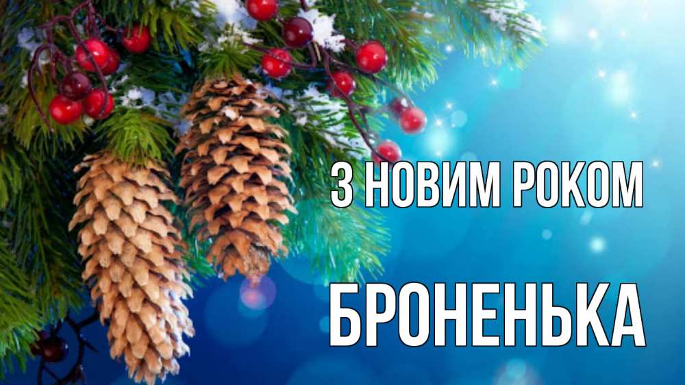 Открытка на каждый день з підписом, Броненька З новим роком Новый год, ель, шишки Прикольна листівка з побажанням онлайн скачати безкоштовно 