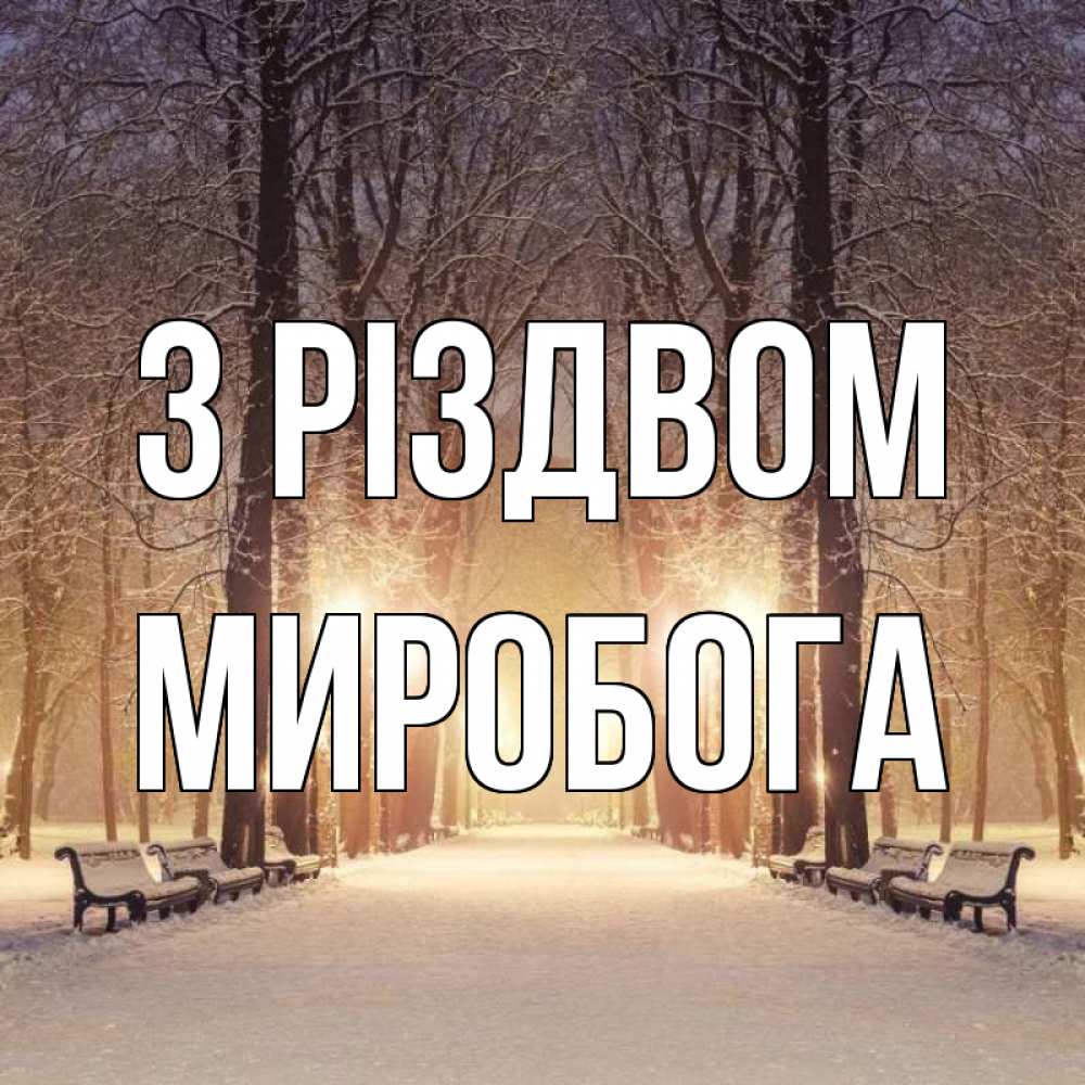 Открытка на каждый день з підписом, Миробога З Різдвом зима, парк, фонарь, лес Прикольна листівка з побажанням онлайн скачати безкоштовно 