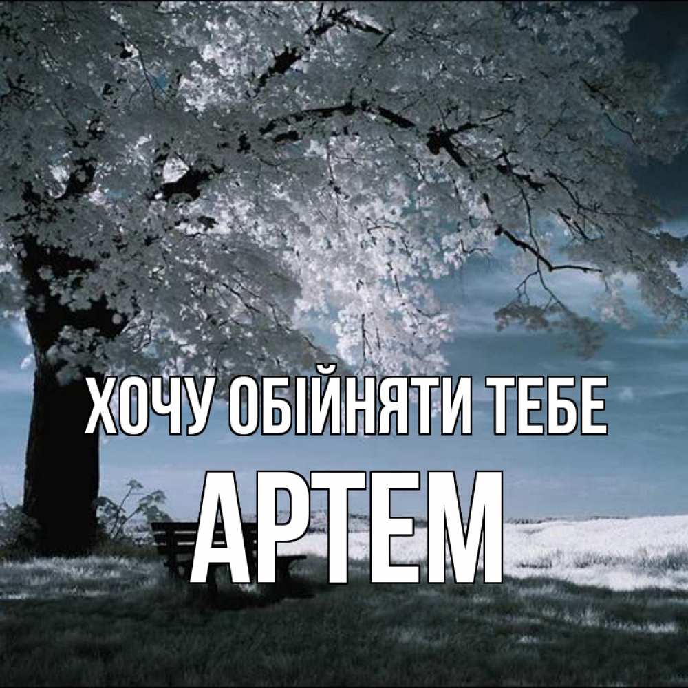 Открытка на каждый день з підписом, Артем Хочу обійняти тебе дерево Прикольна листівка з побажанням онлайн скачати безкоштовно 