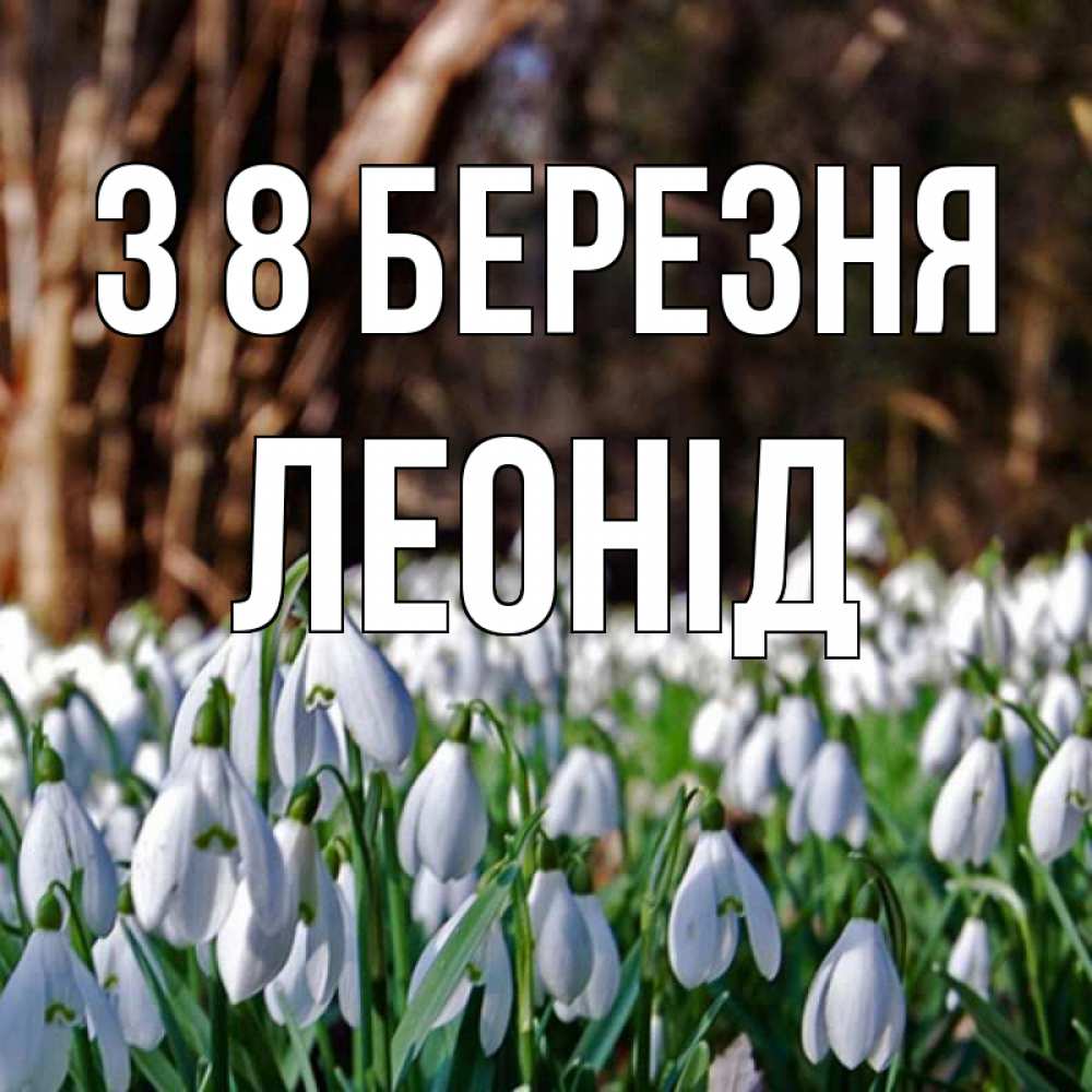 Открытка на каждый день з підписом, Леонід З 8 БЕРЕЗНЯ с подснежниками 1 Прикольна листівка з побажанням онлайн скачати безкоштовно 