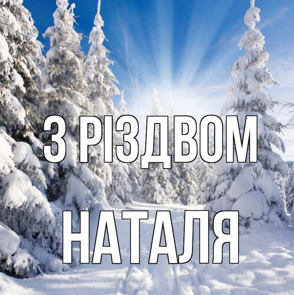 Открытка на каждый день з підписом, Наталя З Різдвом зима, лес Прикольна листівка з побажанням онлайн скачати безкоштовно 