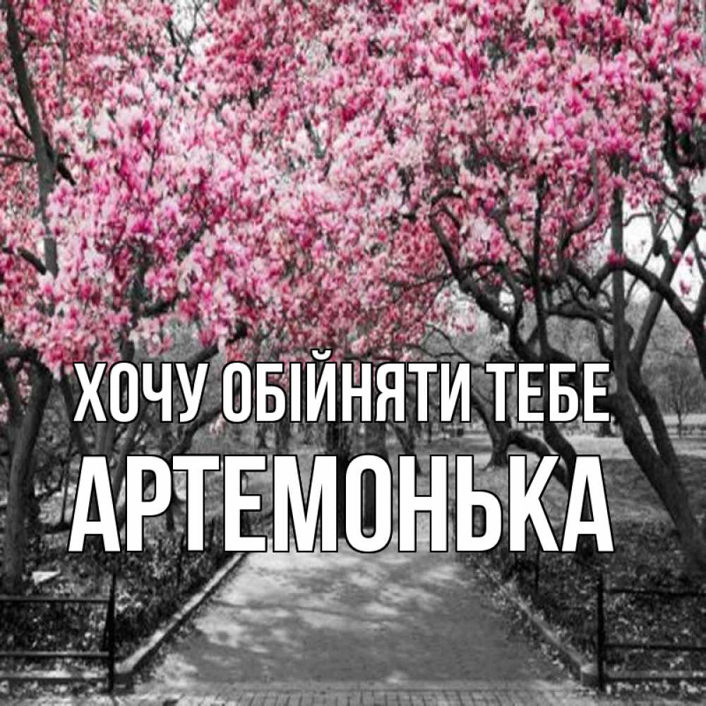 Открытка на каждый день з підписом, Артемонька Хочу обійняти тебе обработанное фото Прикольна листівка з побажанням онлайн скачати безкоштовно 