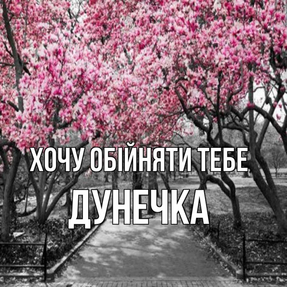 Открытка на каждый день з підписом, Дунечка Хочу обійняти тебе обработанное фото Прикольна листівка з побажанням онлайн скачати безкоштовно 