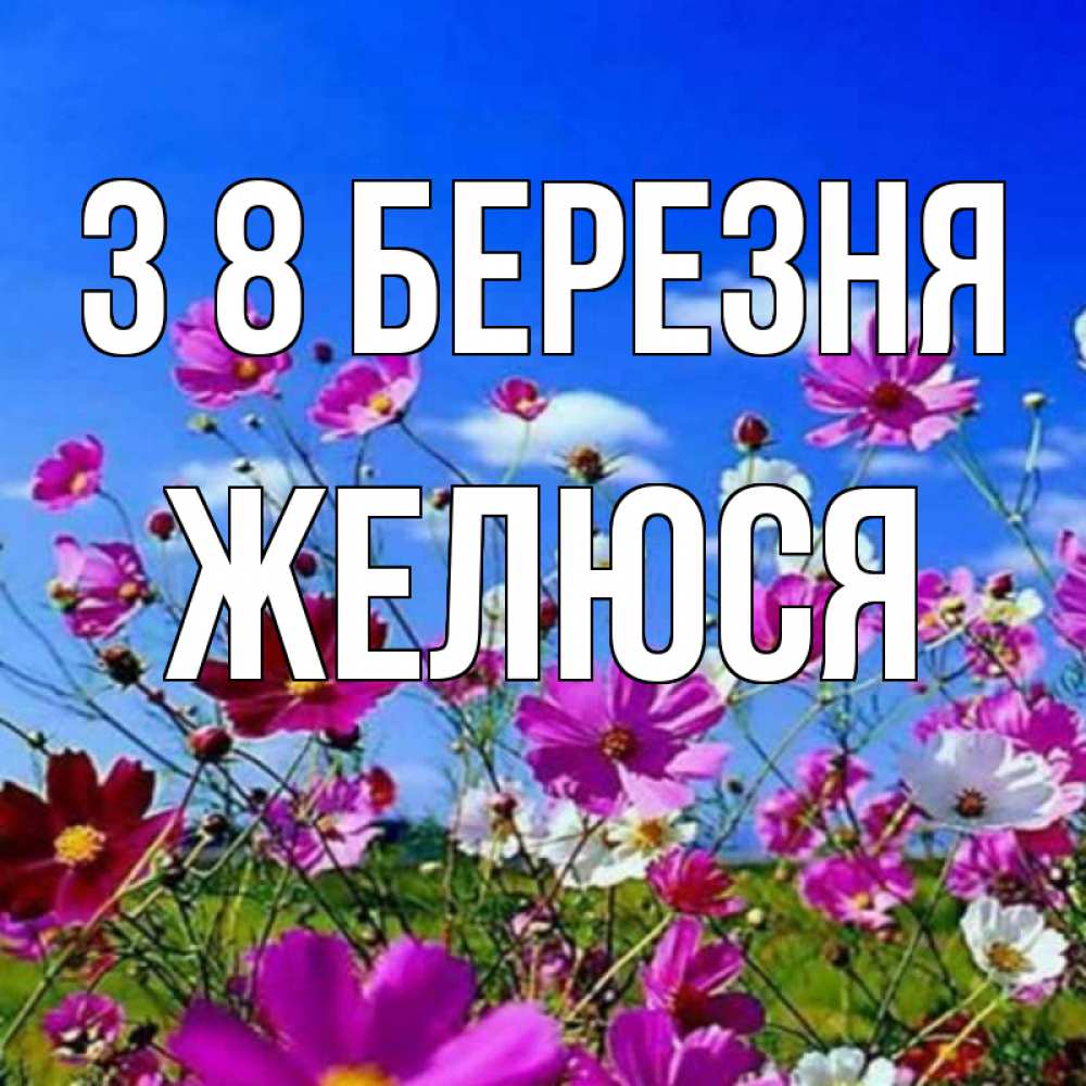Открытка на каждый день з підписом, Желюся З 8 БЕРЕЗНЯ цветы Прикольна листівка з побажанням онлайн скачати безкоштовно 