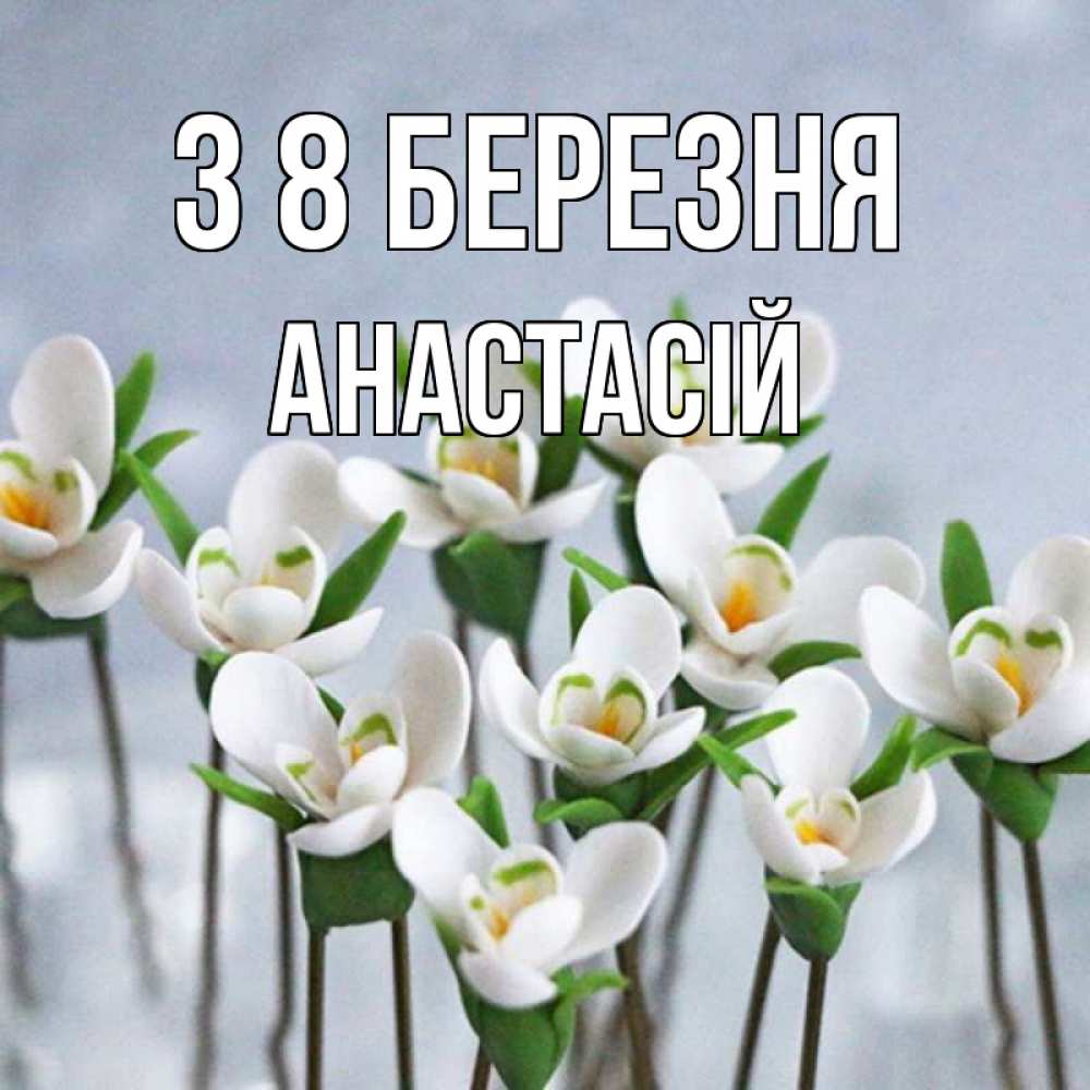 Открытка на каждый день з підписом, Анастасій З 8 БЕРЕЗНЯ весенние цветы Прикольна листівка з побажанням онлайн скачати безкоштовно 