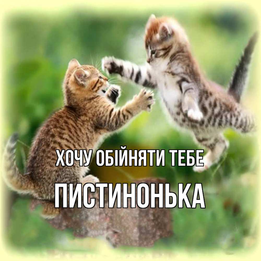 Открытка на каждый день з підписом, Пистинонька Хочу обійняти тебе игры котят Прикольна листівка з побажанням онлайн скачати безкоштовно 