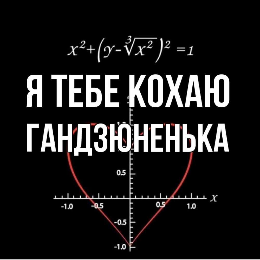 Открытка на каждый день з підписом, Гандзюненька Я тебе кохаю сердечная формула Прикольна листівка з побажанням онлайн скачати безкоштовно 