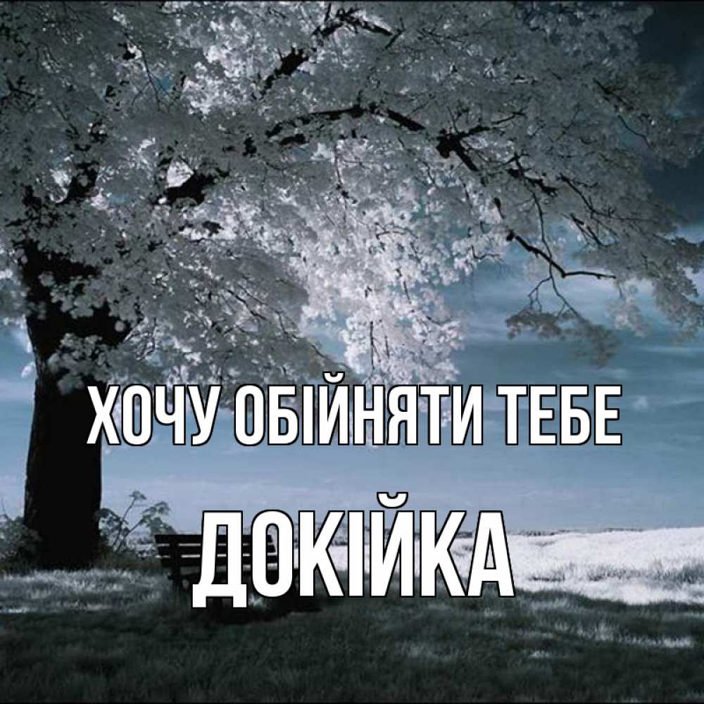 Открытка на каждый день з підписом, Докійка Хочу обійняти тебе дерево Прикольна листівка з побажанням онлайн скачати безкоштовно 