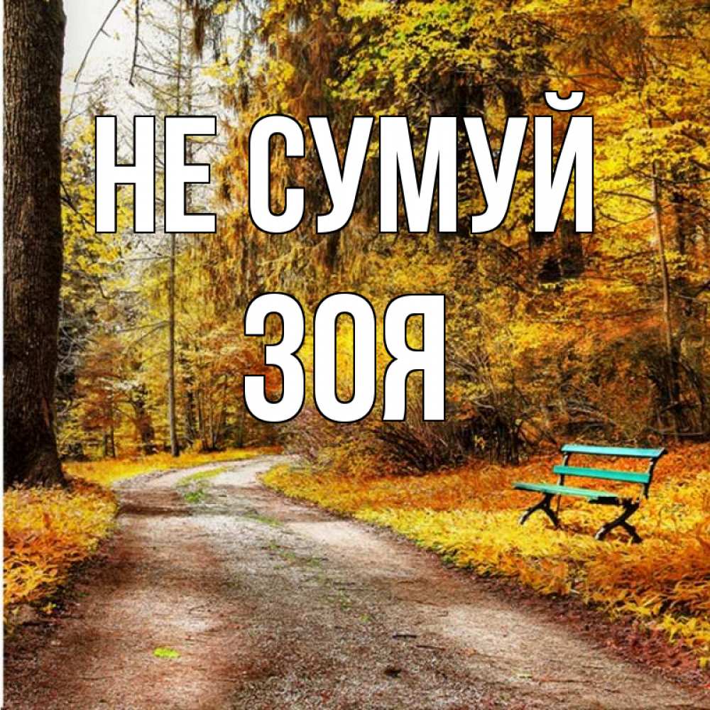 Открытка на каждый день з підписом, Зоя Не сумуй зеленая лавочка Прикольна листівка з побажанням онлайн скачати безкоштовно 