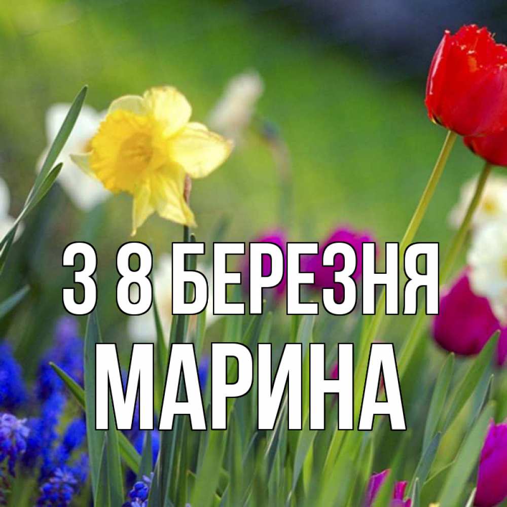 Открытка на каждый день з підписом, Марина З 8 БЕРЕЗНЯ международный женский день 3 Прикольна листівка з побажанням онлайн скачати безкоштовно 