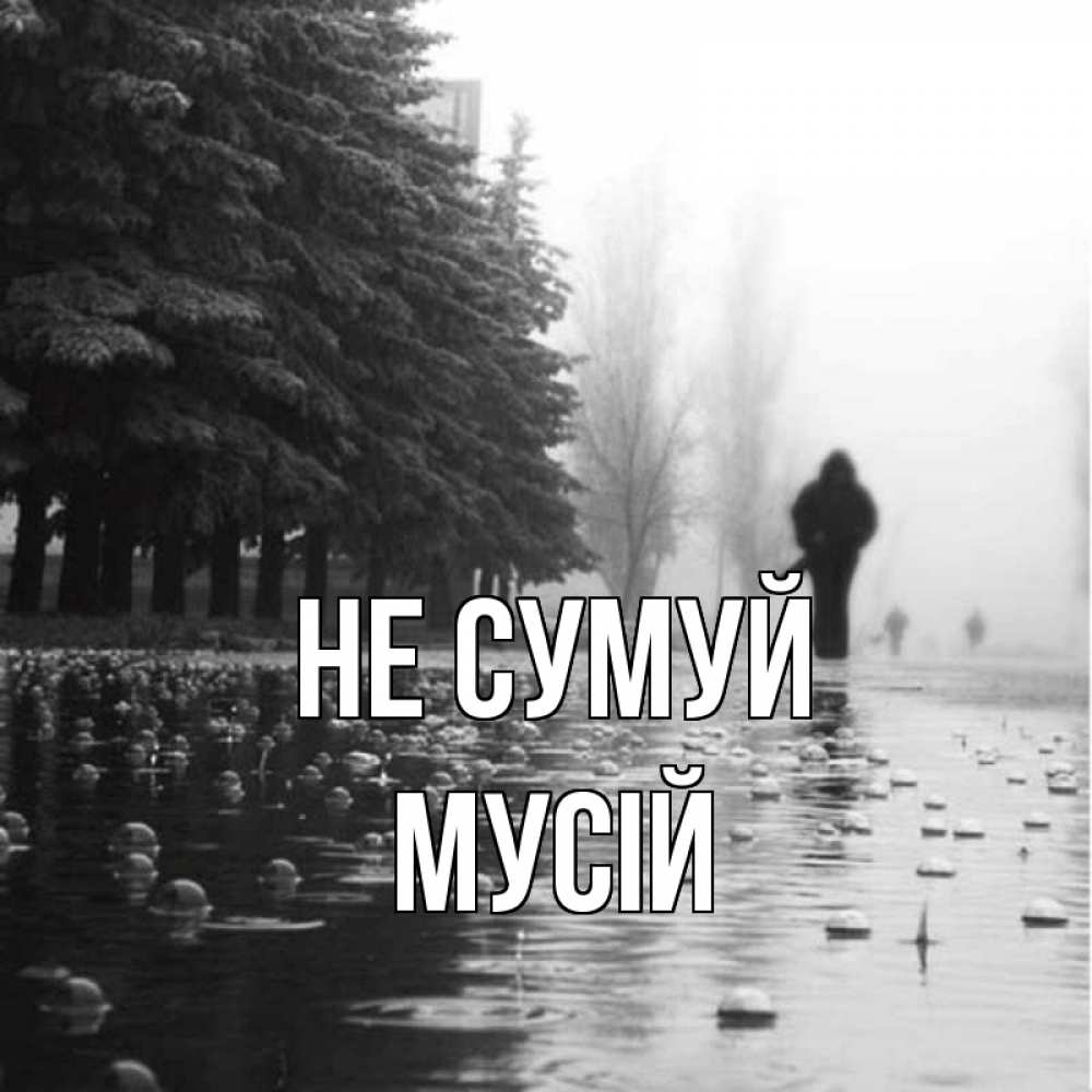 Открытка на каждый день з підписом, Мусій Не сумуй улица под дождем Прикольна листівка з побажанням онлайн скачати безкоштовно 
