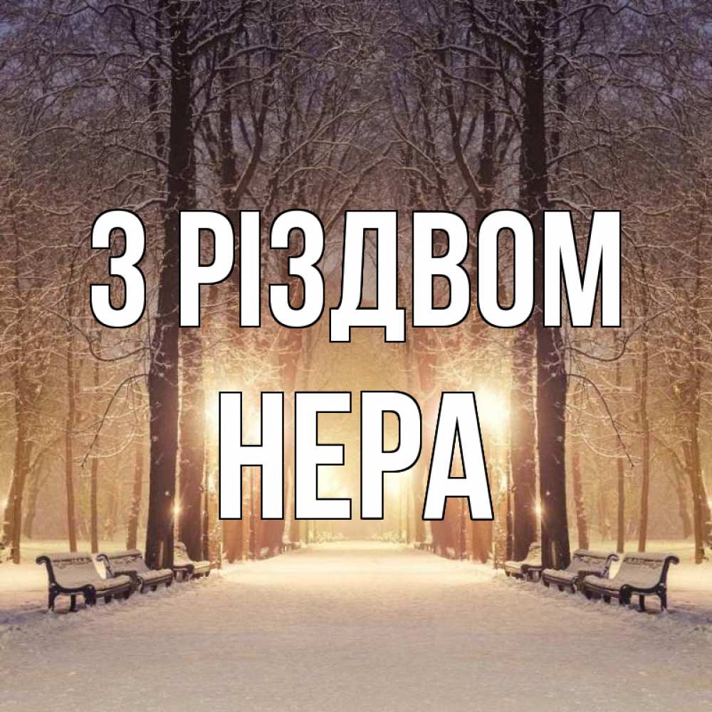 Открытка на каждый день з підписом, Нера З Різдвом зима, парк, фонарь, лес Прикольна листівка з побажанням онлайн скачати безкоштовно 