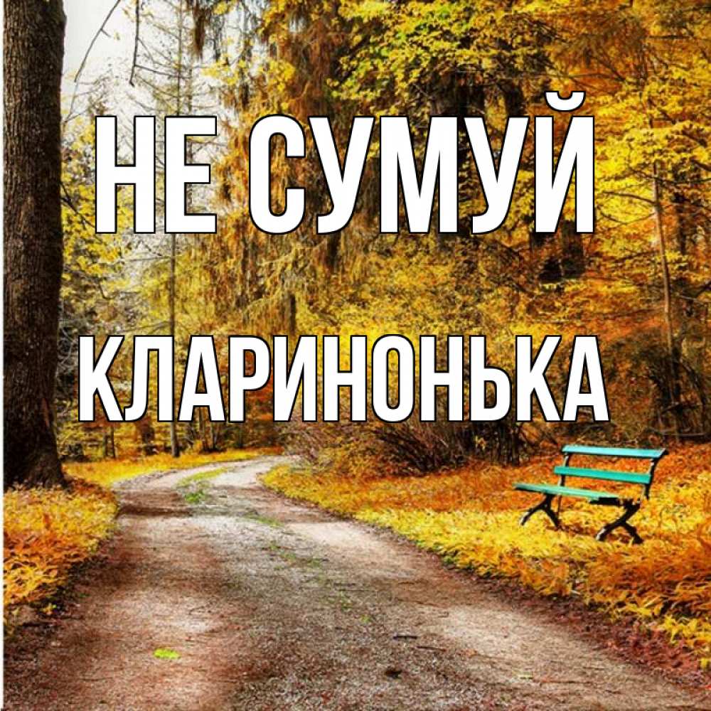Открытка на каждый день з підписом, Кларинонька Не сумуй зеленая лавочка Прикольна листівка з побажанням онлайн скачати безкоштовно 