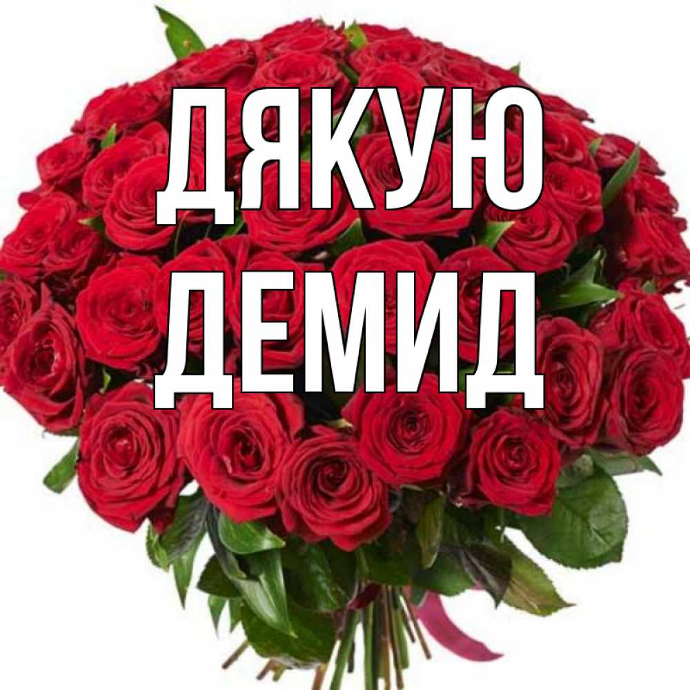 Открытка на каждый день з підписом, Демид Дякую букет красных роз Прикольна листівка з побажанням онлайн скачати безкоштовно 