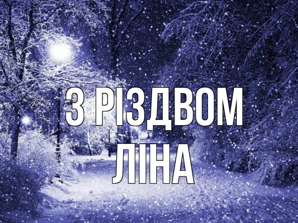Открытка на каждый день з підписом, Ліна З Різдвом зима, снег, фонарь Прикольна листівка з побажанням онлайн скачати безкоштовно 
