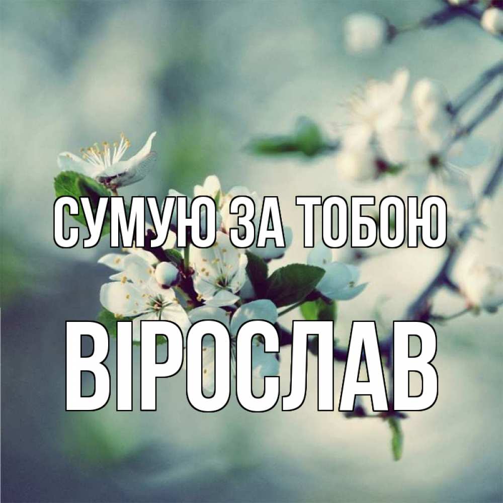 Открытка на каждый день з підписом, Вірослав Сумую за тобою весна Прикольна листівка з побажанням онлайн скачати безкоштовно 