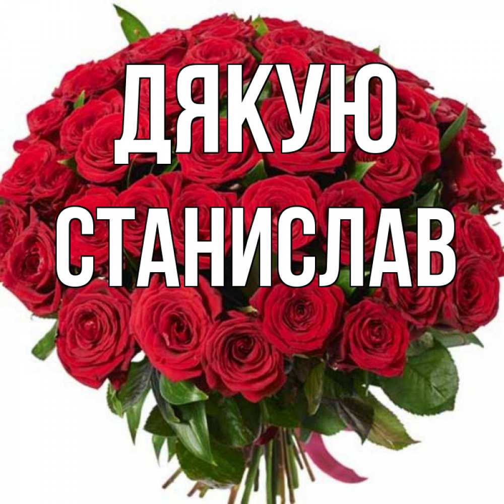 Открытка на каждый день з підписом, Станислав Дякую букет красных роз Прикольна листівка з побажанням онлайн скачати безкоштовно 