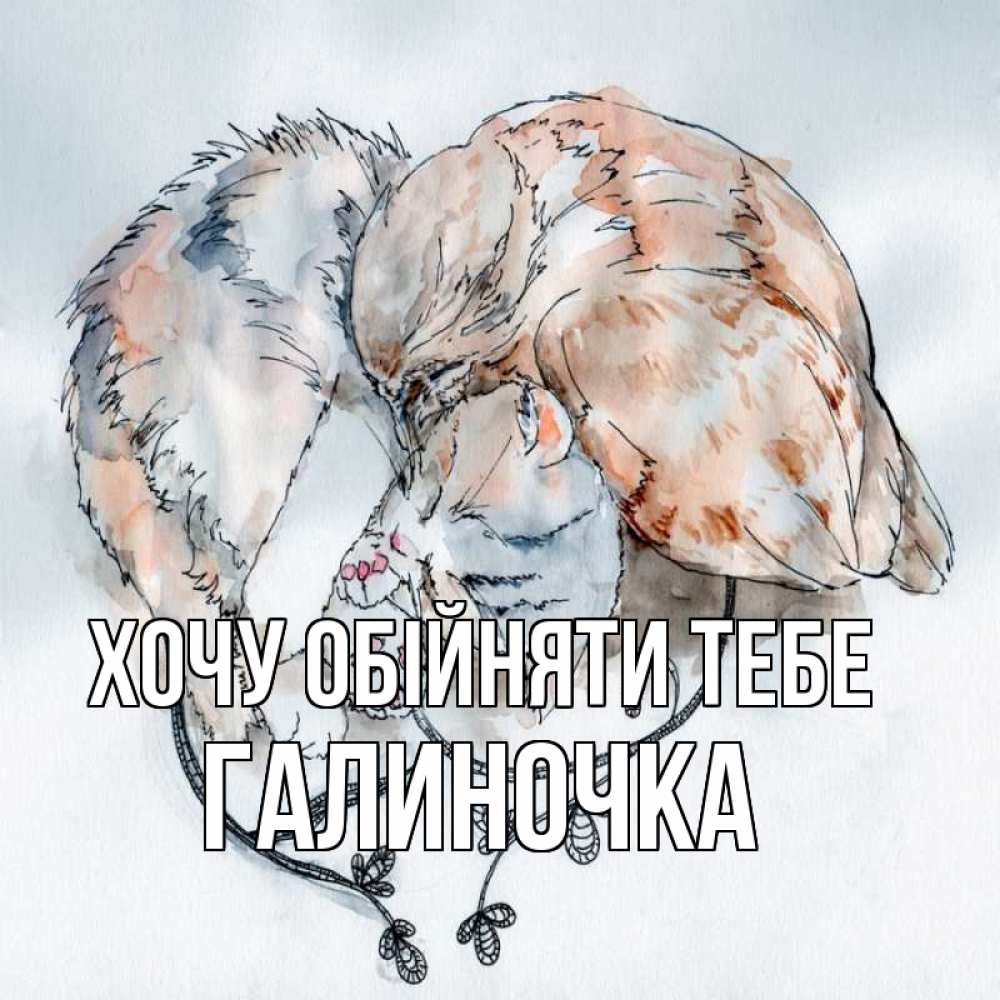 Открытка на каждый день з підписом, Галиночка Хочу обійняти тебе можно быть вместе даже когда очень разные Прикольна листівка з побажанням онлайн скачати безкоштовно 