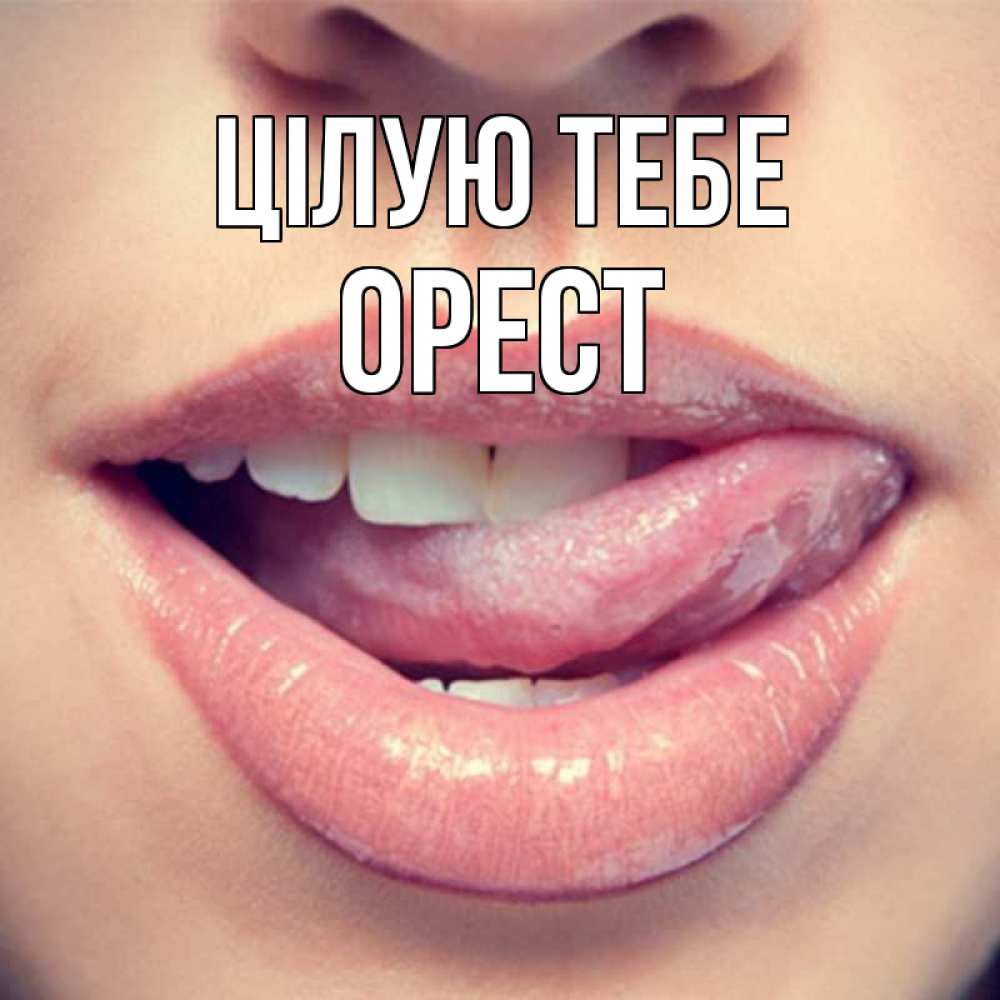 Открытка на каждый день з підписом, Орест Цілую тебе губы с языком Прикольна листівка з побажанням онлайн скачати безкоштовно 