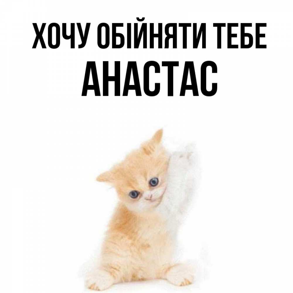 Открытка на каждый день з підписом, Анастас Хочу обійняти тебе я хочу очень скорее обнимаешек Прикольна листівка з побажанням онлайн скачати безкоштовно 