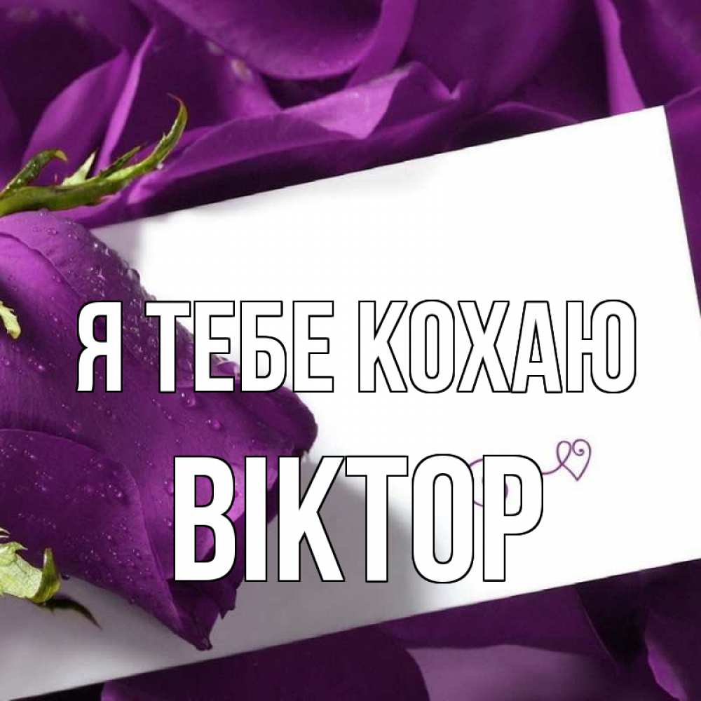 Открытка на каждый день з підписом, Віктор Я тебе кохаю роза Прикольна листівка з побажанням онлайн скачати безкоштовно 