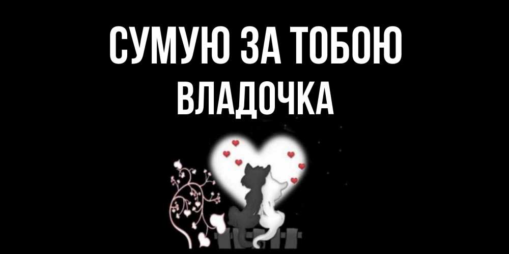 Открытка на каждый день з підписом, Владочка Сумую за тобою коты Прикольна листівка з побажанням онлайн скачати безкоштовно 