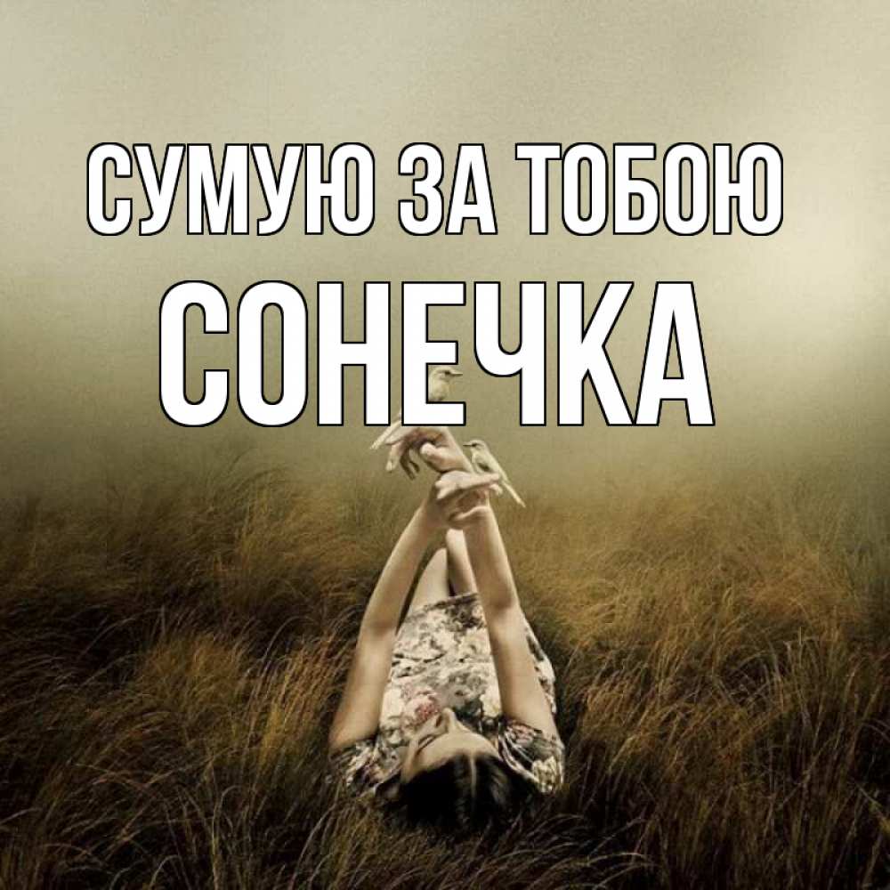 Открытка на каждый день з підписом, Сонечка Сумую за тобою девушка с голубями Прикольна листівка з побажанням онлайн скачати безкоштовно 