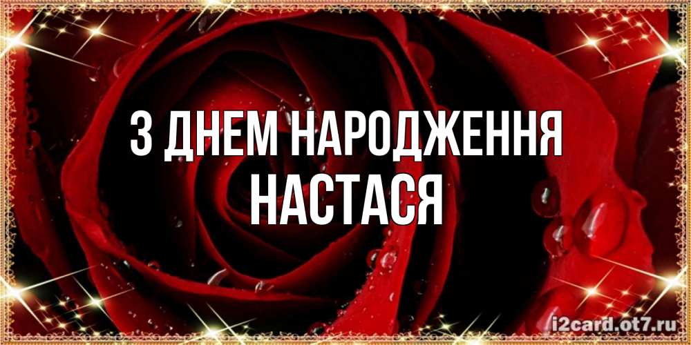 Открытка на каждый день з підписом, Настася З Днем народження цветок в росе на день рождения Прикольна листівка з побажанням онлайн скачати безкоштовно 