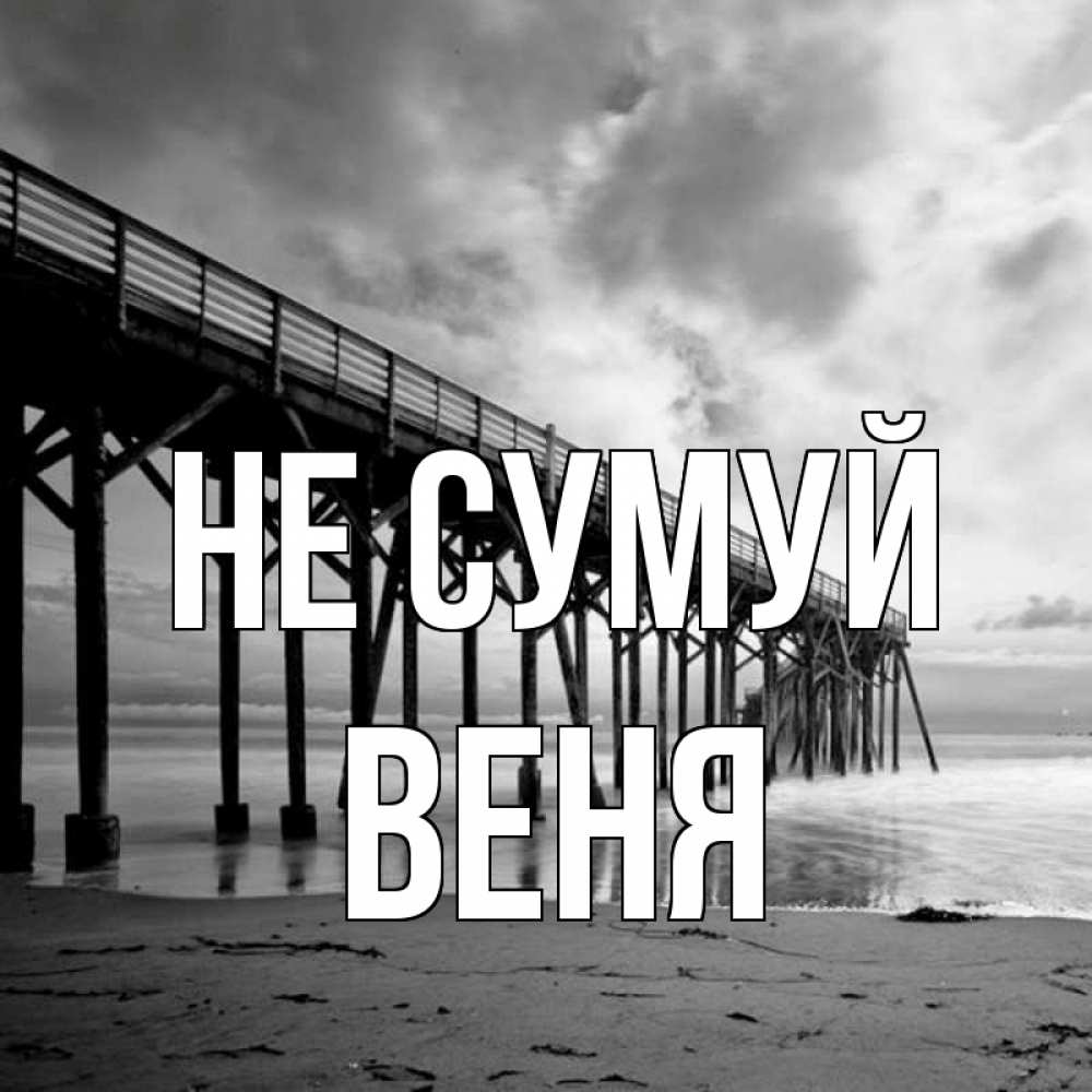 Открытка на каждый день з підписом, Веня Не сумуй вода и пляж под мостом Прикольна листівка з побажанням онлайн скачати безкоштовно 