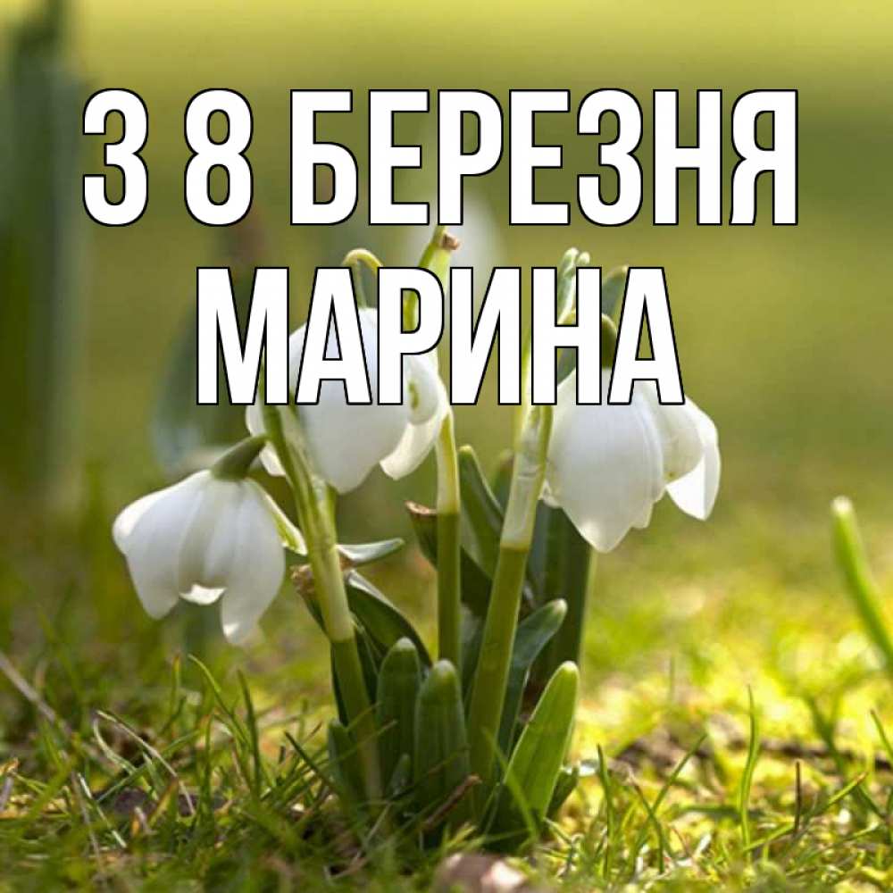 Открытка на каждый день з підписом, Марина З 8 БЕРЕЗНЯ ранние цветы 2 Прикольна листівка з побажанням онлайн скачати безкоштовно 