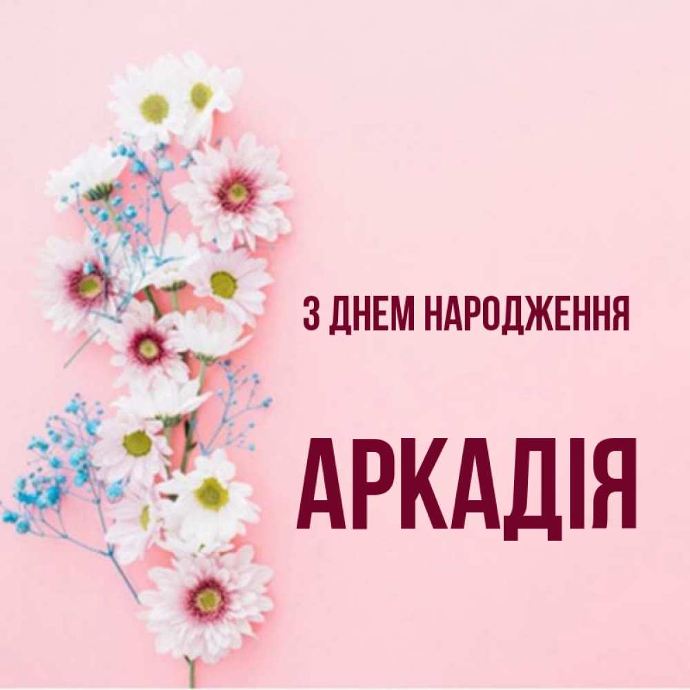 Открытка на каждый день з підписом, Аркадія З Днем народження Родная моя с днем рождения тебя картинка с цветами белыми и голубыми Прикольна листівка з побажанням онлайн скачати безкоштовно 