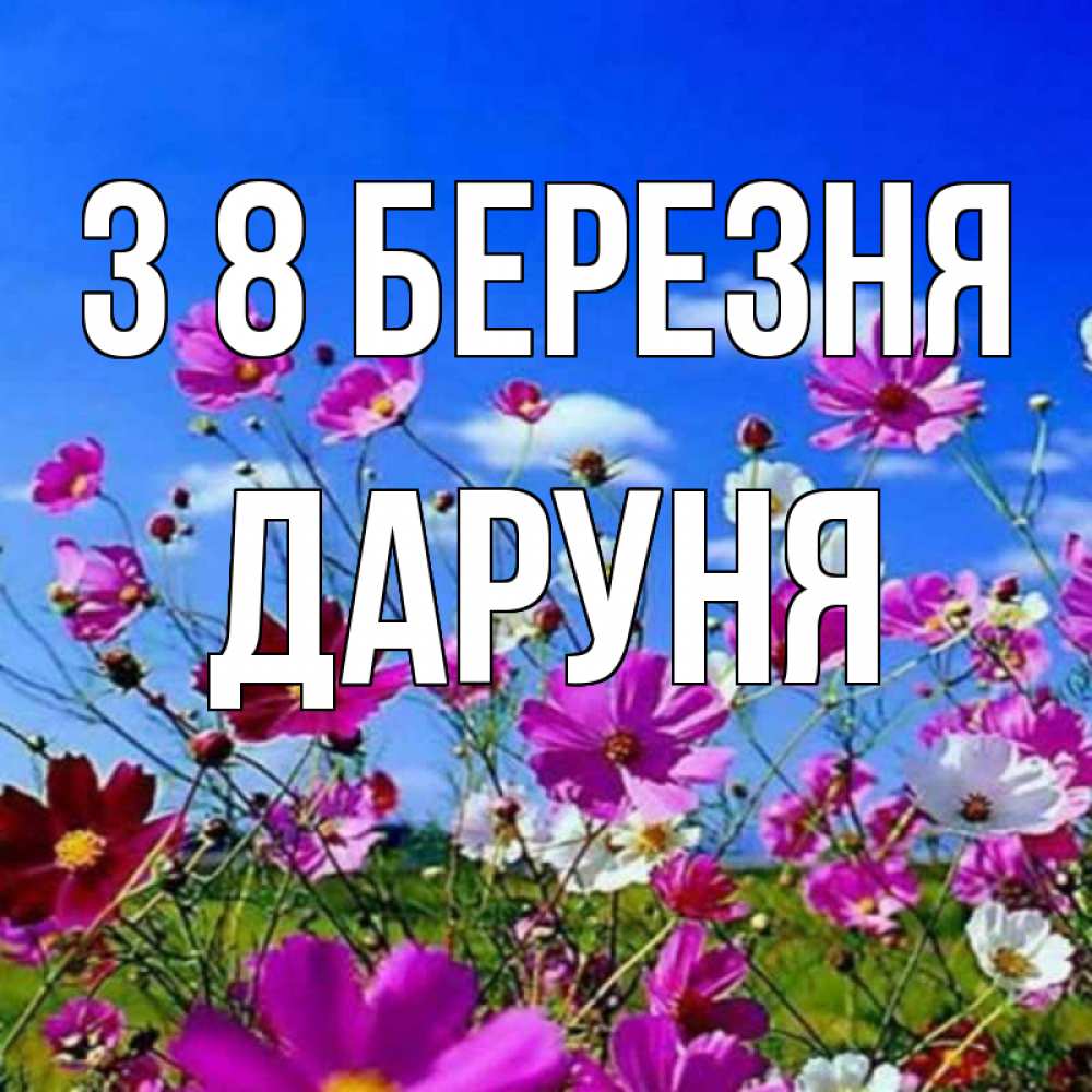 Открытка на каждый день з підписом, Даруня З 8 БЕРЕЗНЯ цветы Прикольна листівка з побажанням онлайн скачати безкоштовно 