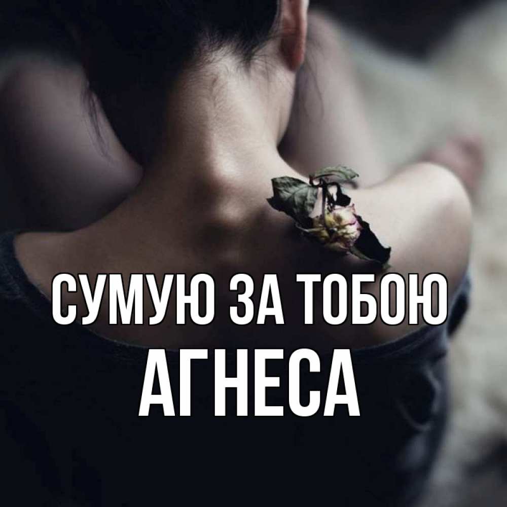 Открытка на каждый день з підписом, Агнеса Сумую за тобою засох цветок Прикольна листівка з побажанням онлайн скачати безкоштовно 