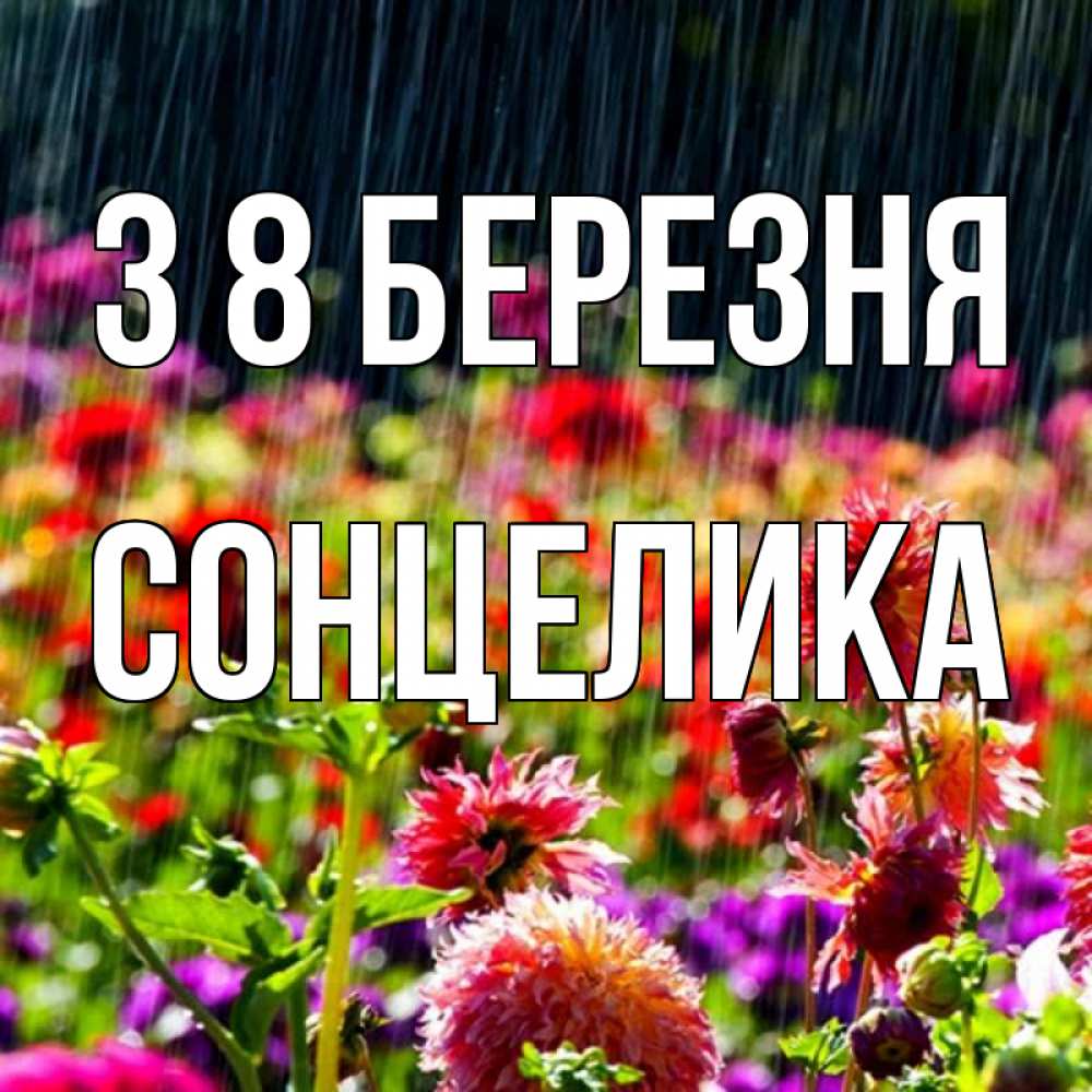 Открытка на каждый день з підписом, Сонцелика З 8 БЕРЕЗНЯ цветы под дождиком к международному женскому дню Прикольна листівка з побажанням онлайн скачати безкоштовно 